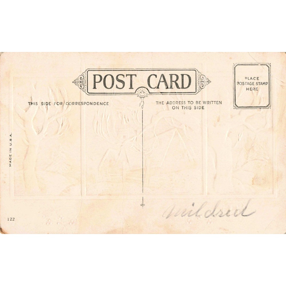Christmas Postcard Embossed Triptych Winter Cottage Scene c1910 Divided Back - Picture 2 of 2
